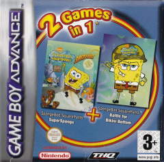 2 Games in 1: Spongebob SquarePants: SuperSponge + Spongebob SquarePants: Battle for Bikini Bottom for the Nintendo Game Boy Advance Front Cover Box Scan