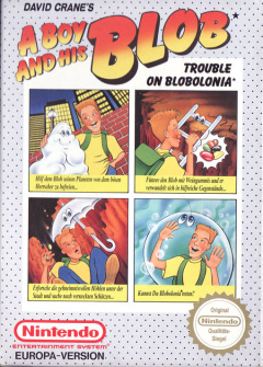 David Crane's A Boy and his Blob: Trouble in Blobolonia for the NES Front Cover Box Scan