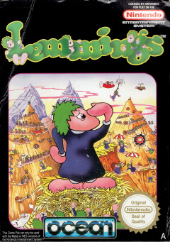 Lemmings for the NES Front Cover Box Scan