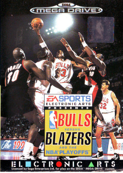 Bulls versus Blazers and the NBA Playoffs for the Sega Mega Drive Front Cover Box Scan