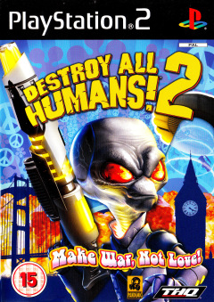 Destroy All Humans! 2: Make War, Not Love for the Sony PlayStation 2 Front Cover Box Scan
