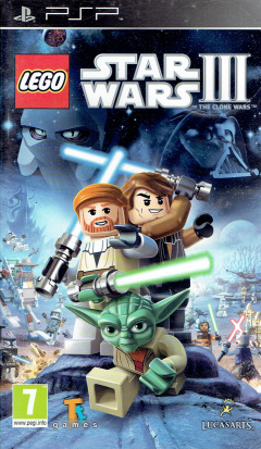 LEGO Star Wars III: The Clone Wars for the Sony PlayStation Portable Front Cover Box Scan